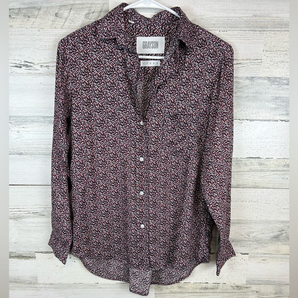 GRAYSON The Hero Shirt Women’s Floral Button Down Liquid Lyocell Sz 01 or XS